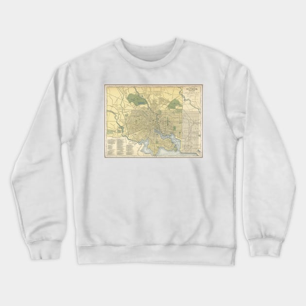 Vintage Map of Baltimore Maryland (1891) Crewneck Sweatshirt by Bravuramedia